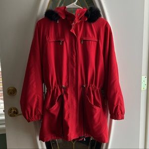 Womens Red Damselle Vintage Hooded Parka size small